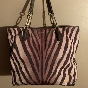 COACH zebra print large hand bag